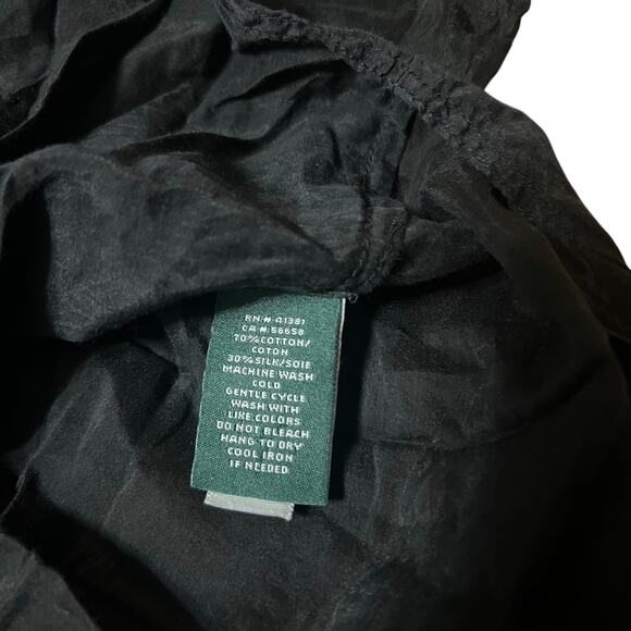 Lauren Ralph Lauren Cotton Silk Blend Black Tunic Tie Top Size Medium - Picture 4 of 5